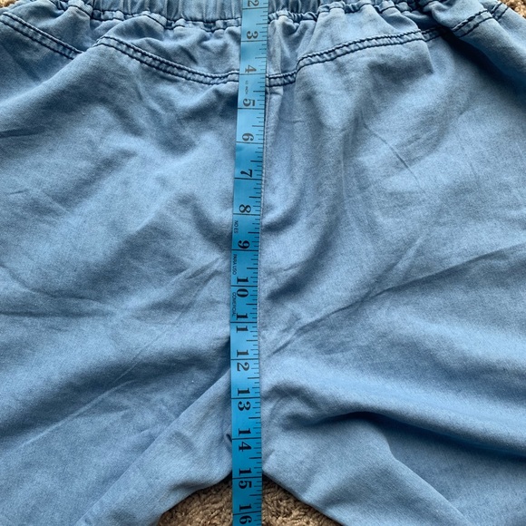 Wide Leg Pants Cotton High Rise Elastic Waist Blue Jeans Color Like EUC SZ US 8 - Picture 6 of 10